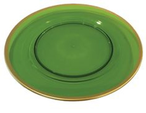 Caspari Acrylic Charger - Emerald with Gold Rim