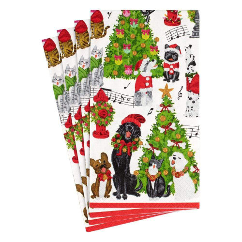 Caspari Caroling Pets Guest Towels (15)