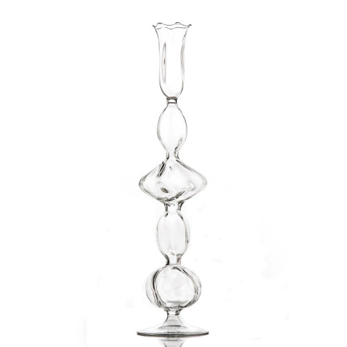 Abigails Clear Glass Candlestick with Flat Ball