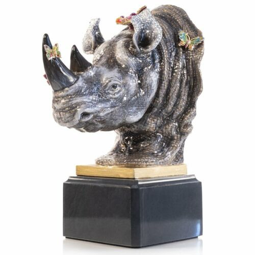 Jay Strongwater Rhino Bust With Butterflies Objet