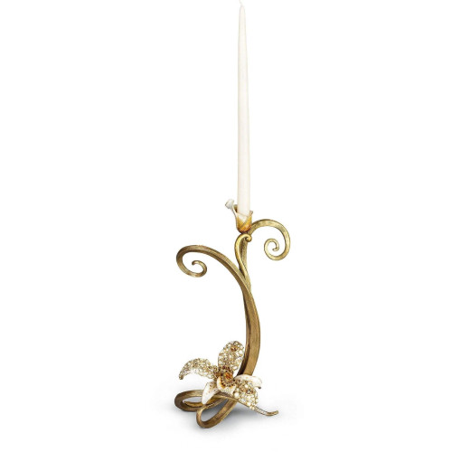 Jay Strongwater Mirabelle Orchid Single Candlestick - Golden