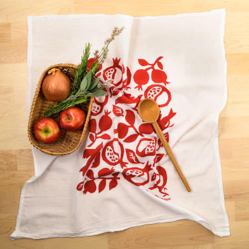 Kei & Molly Flour Sack Dish Towel Red Pomegranate