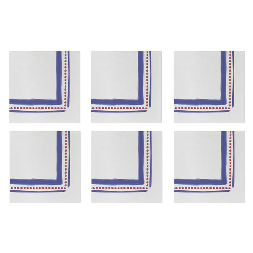 Vietri Papersoft Napkins Campagna Blue Cocktail Napkins (Pack of 20) - Set of 6