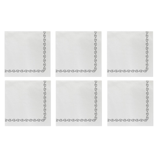 Vietri Papersoft Napkins Florentine Light Gray Cocktail Napkins (Pack of 20) - Set of 6