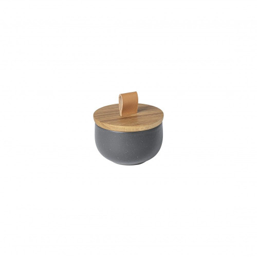 Casafina Pacifica Salt Cellar 4 inch with Oak Lid - Seed Grey