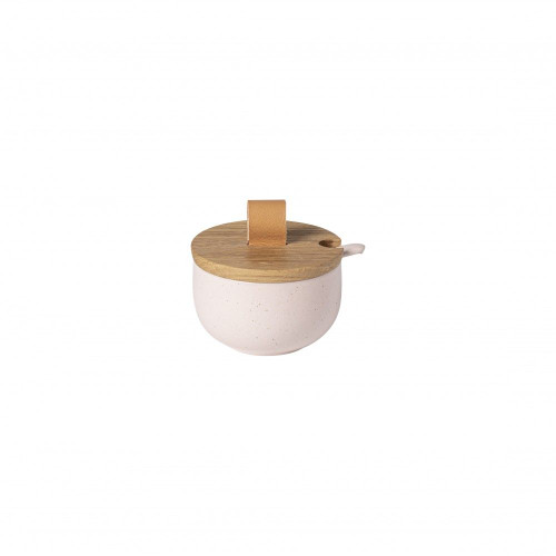 Casafina Pacifica Sugar Bowl 4 inch with Oak Lid/Spoon - Rose Marshmallow