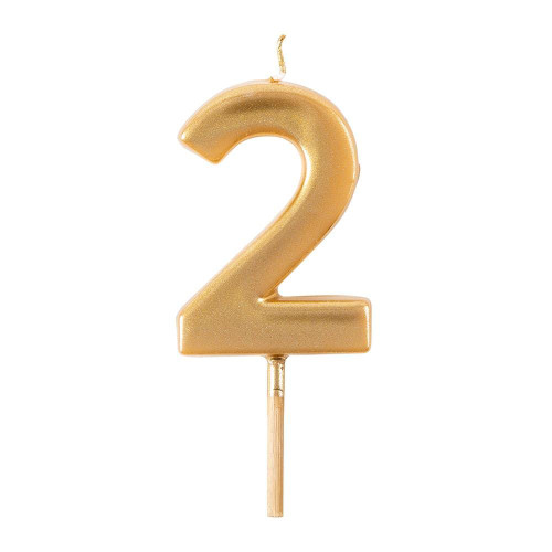 Caspari Birthday Number Candle 2 - Gold