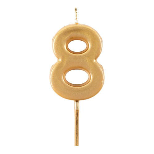 Caspari Birthday Number Candle 8 - Gold