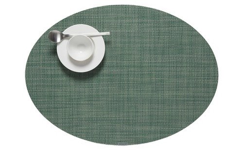 Chilewich Mini Basketweave Oval Placemat - Ivy 14 inch x 19.25 inch