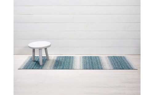 Chilewich Fade Stripe Shag Runner 24X72 - Lagoon 24 inch x 72 inch