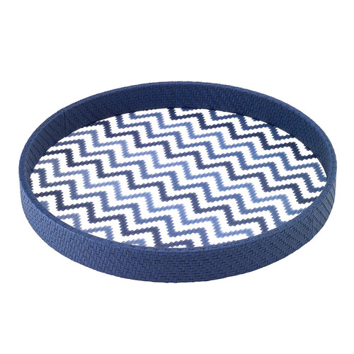 Bodrum Ripple Navy Round Tray