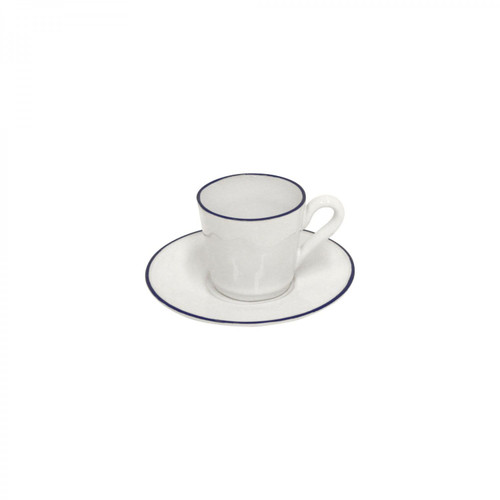 Costa Nova Coffee Cup & Saucer - Blue Trim (Beja) - Set of 6