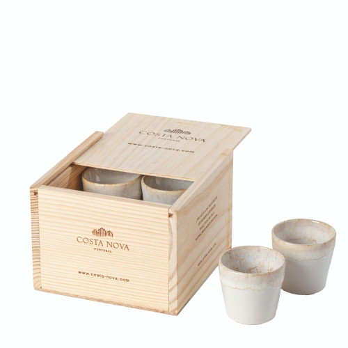 Costa Nova Set of 8 Espresso Cups with Wood Box - White (Grespresso)