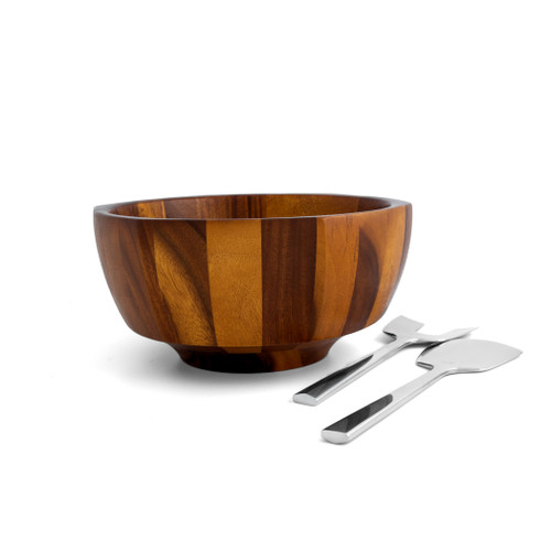 Nambe Rivet Salad Bowl w/ Servers