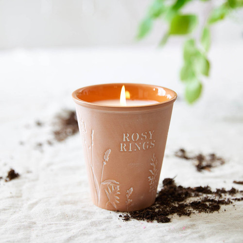 Rosy Rings Garden Pot Candle - Moss & Mint