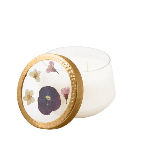 Rosy Rings Pressed Floral Candle - Geranium & Oud - Large