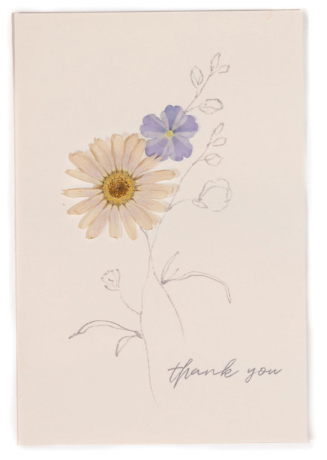 Rosy Rings Pressed Floral Stationery - Thank You - Verbena