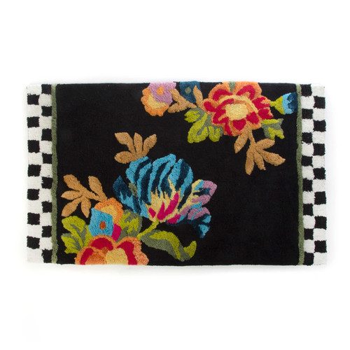 MacKenzie-Childs Flower Market Standard Bath Rug - Black