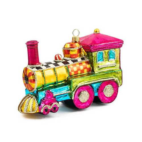 MacKenzie Childs Glass Ornament - Granny Kitsch Train