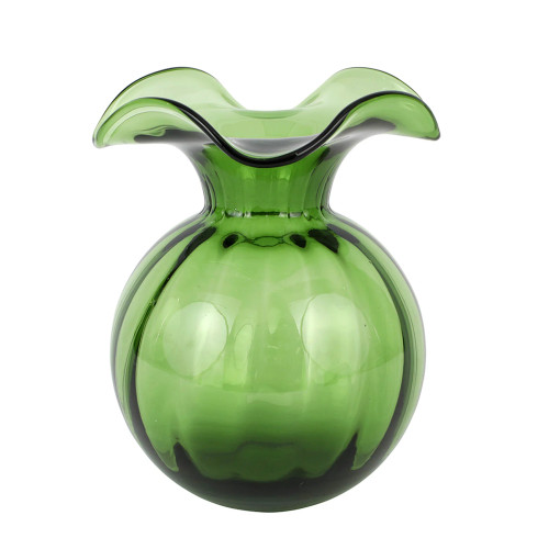 Vietri Hibiscus Glass Dark Green Medium Fluted Vase