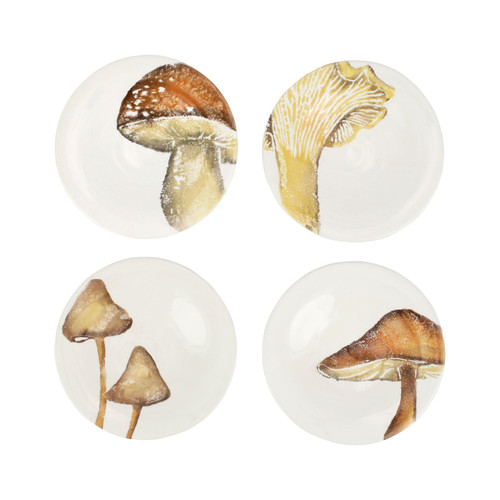 Vietri Autunno Assorted Mushroom Canape Plates - Set of 4