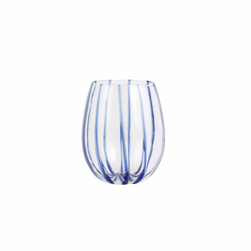 Vietri Nuovo Stripe Blue Stemless Wine Glass
