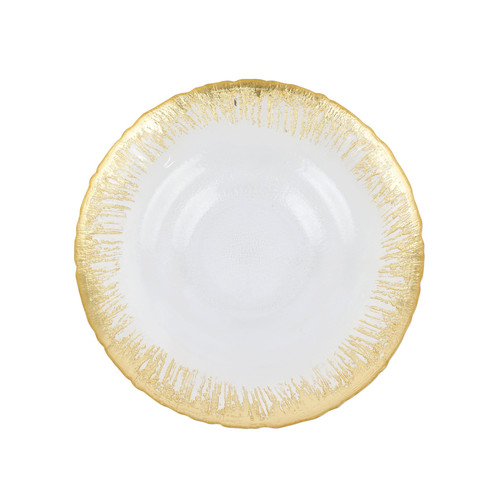 Vietri Rufolo Glass Gold Brushstroke Medium Shallow Bowl