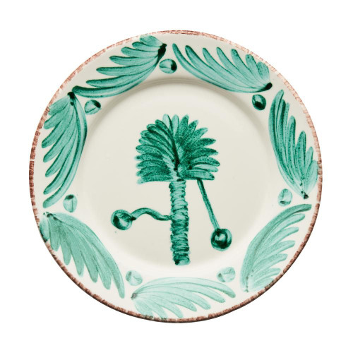 Abigails Casa Nuno Dinner Plate Green & White Palm Set of 2