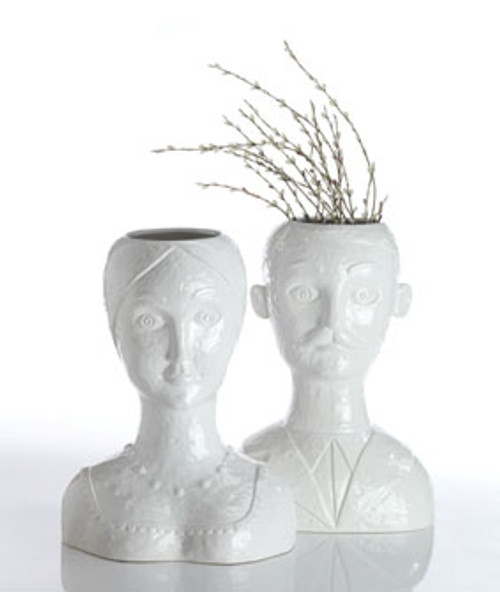 Abigails Female Head Vase White