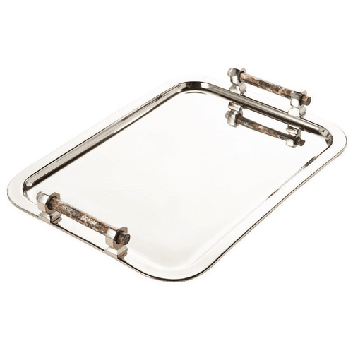 Abigails Tray Rectangular with Pink Abalone Handles