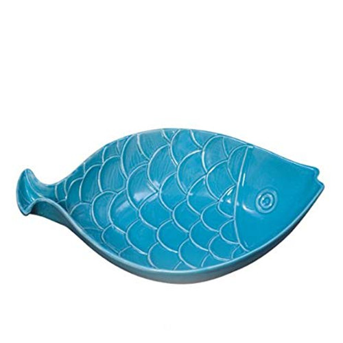 Andrea by Sadek Dark Aqua 11.5" Fish Serving Bowl