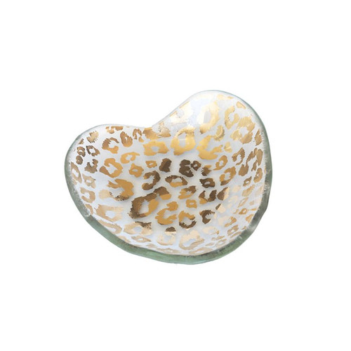 Annieglass Hearts 5" Cheetah Heart Bowl Gold