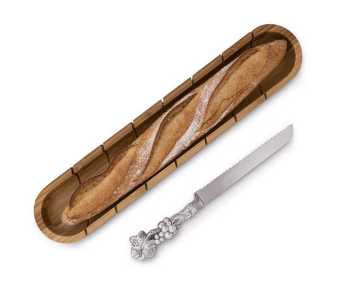 Arthur Court Baguette Board with Grape Bread Knife