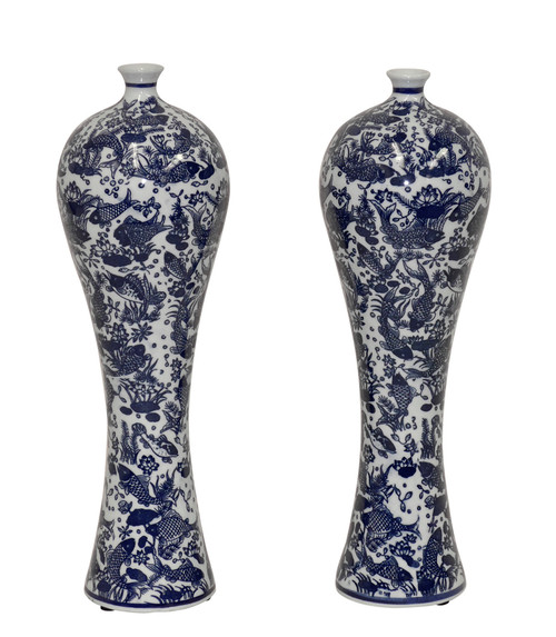 Dessau Home Blue & White Mei Ping Vase Pair