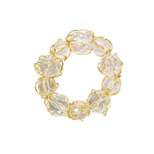 Bodrum Crystal Baubble Gold Napkin Ring (Set of 4)