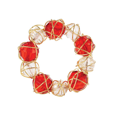 Bodrum Crystal Bauble Red & White Napkin Ring (Set of 4)