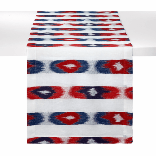 Bodrum Ikat Red Blue 90" Table Runner