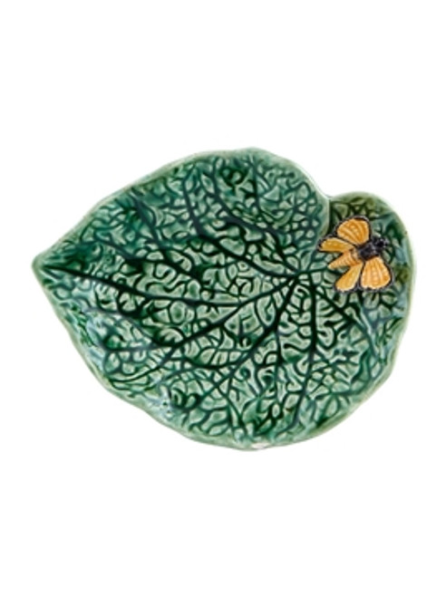 Bordallo Pinheiro Vista Alegre Countryside Leaves Begonia Leaf with Butterfly - Decorated