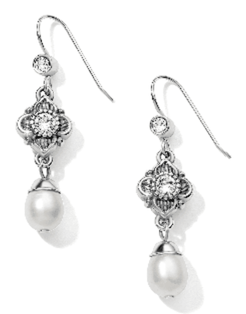 Brighton Alcazar Margaret French Wire Drop Earrings Silver-Pearl