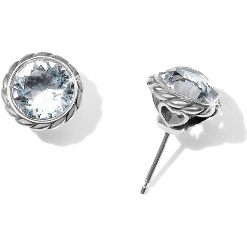 Brighton Silver Iris Crystal Stud Earrings