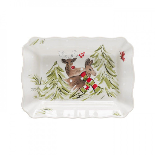 Casafina Deer Friends White Medium Rectangular Baker