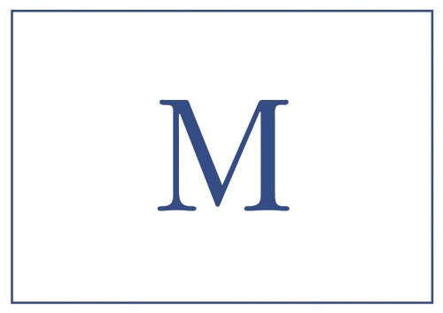 Caspari Navy Embossed Note Cards Initial M