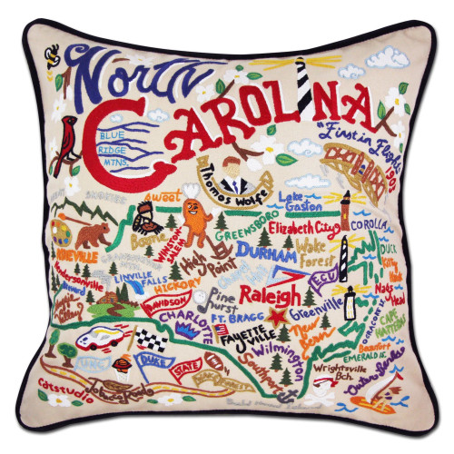 Cat Studio Embroidered State Pillow - North Carolina