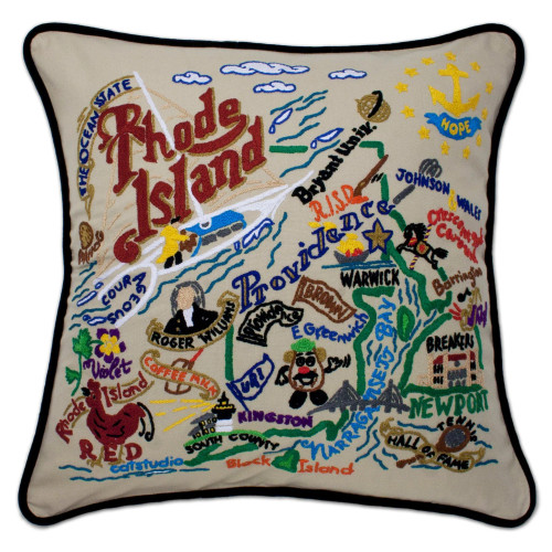 Cat Studio Embroidered State Pillow - Rhode Island