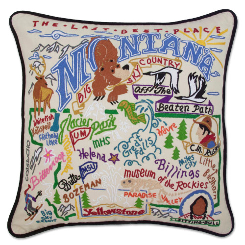 Cat Studio Embroidered State Pillow - Montana
