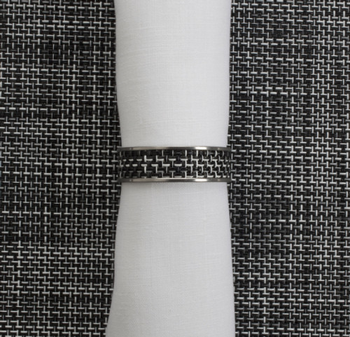 Chilewich Basketweave .5 Napkin Ring - Black/White