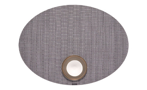 Chilewich Thatch Oval Table Mat 14x19.25 Placemat - Pewter