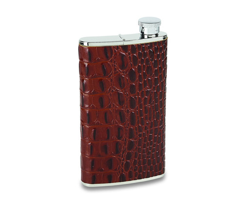 Concord Cigar Case / Flask 4oz Brown Crocodile Case