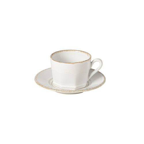 Costa Nova Luzia White Tea Cup And Saucer 8 oz - Set of 6