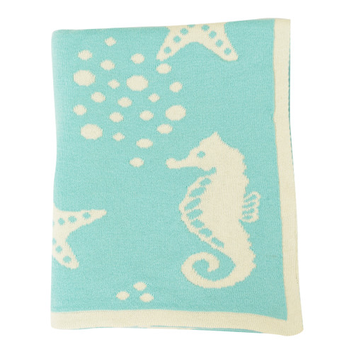 Darzzi Pearl Aqua Natural Sea Horse Baby Blanket